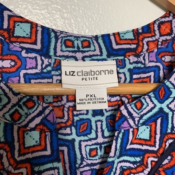 Liz Claiborne Multi Color Abstract Geometric Light Weight Sleeveless Blouse PXL - Picture 3 of 4